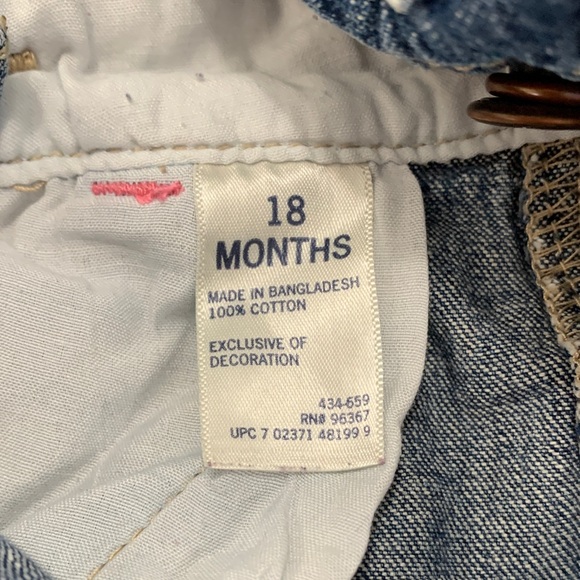 OshKosh B'gosh Dark Blue Denim Overalls with Pink Heart Details - Picture 6 of 9